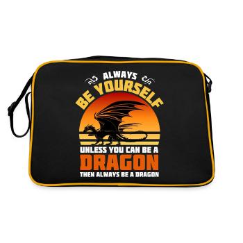 Sei immer du selbst, es sei denn, du kannst ein Drache sein - Retro Tasche - Schwarz/Gold - Hinten