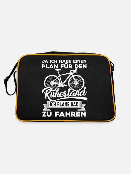 Ja, ich habe einen Plan für den Ruhestand Rad - Retro Tasche - Schwarz/Gold - Hinten