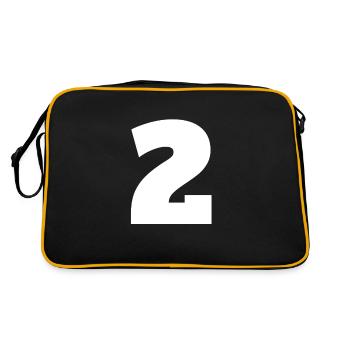 Nummer 2 Großbuchstaben Monogramm - Retro Tasche - Schwarz/Gold - Hinten