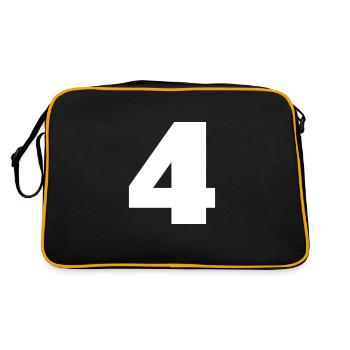 Nummer 4 Großbuchstaben Monogramm - Retro Tasche - Schwarz/Gold - Hinten