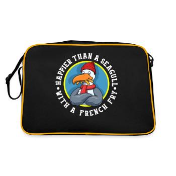 Seagull With A French Fry French Fries Gift - Retro Bag - black/gold - Back