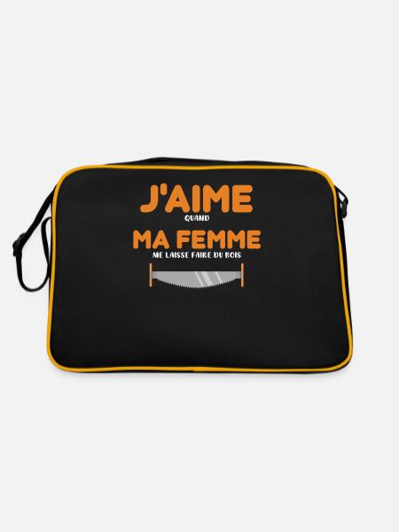 J'aime quand ma femme me laisse faire du bois Tron - Sac Retro - noir/or - Dos