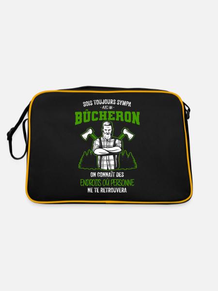 Sois toujours sympa avec un Bûcheron on connaît de - Sac Retro - noir/or - Dos
