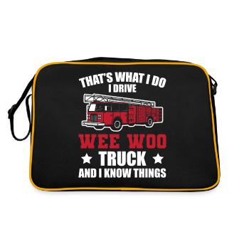 Feuerwehrmann Das Mache Ich Fahre Truck Mit Wee Wo - Retro Tasche - Schwarz/Gold - Hinten