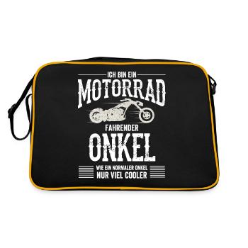 Ich Bin ein Motorrad Fahrender Onkel - Onkel - Sp - Retro Tasche - Schwarz/Gold - Hinten
