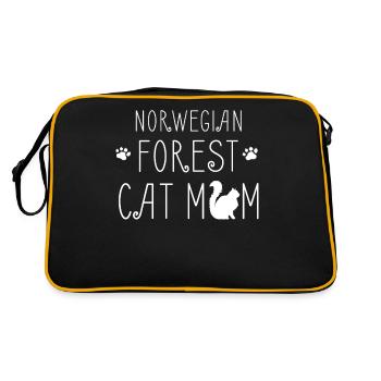 Norwegische Waldkatze Mama, Mam - Lustige Katze - Retro Tasche - Schwarz/Gold - Hinten
