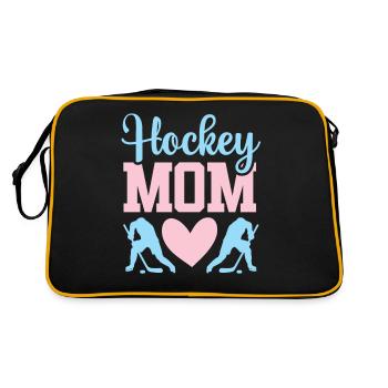 Eishockey Mama Hock Mom - Retro Tasche - Schwarz/Gold - Hinten