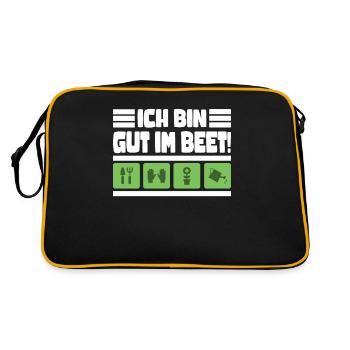 Ich bin gut im Beet Gärtner Gartenarbeit - Retro Tasche - Schwarz/Gold - Hinten
