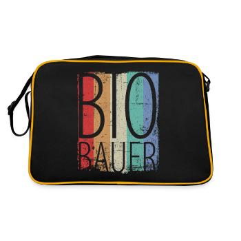 Bio Biobauer Grün Landwirt Bauer Landwirtschaft - Retro Tasche - Schwarz/Gold - Hinten