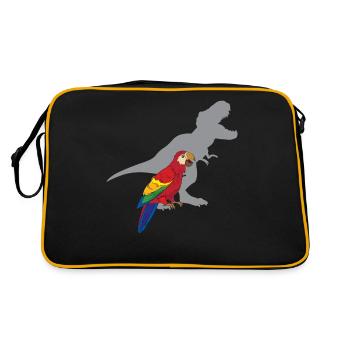 Funny T-Rex Screams With Ara Parrot - Retro Bag - black/gold - Back