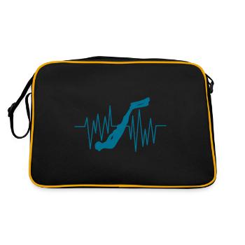 Freitauchen Herzschlag Freitaucher Apnoetaucher - Retro Tasche - Schwarz/Gold - Hinten