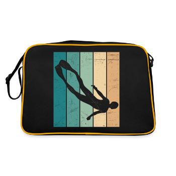 Freitauchen Retro Freitaucher Apnoetaucher Apnoe - Retro Tasche - Schwarz/Gold - Hinten