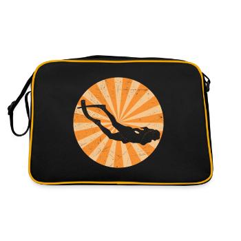 Freitauchen Vintage Freitaucher Apnoetaucher Apnoe - Retro Tasche - Schwarz/Gold - Hinten