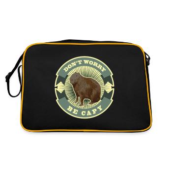 Capybara Dont Worry - Retro Tasche - Schwarz/Gold - Hinten