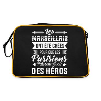 Marseillais Humour Anti Parisien Cadeau Marseille - Sac Retro - noir/or - Dos