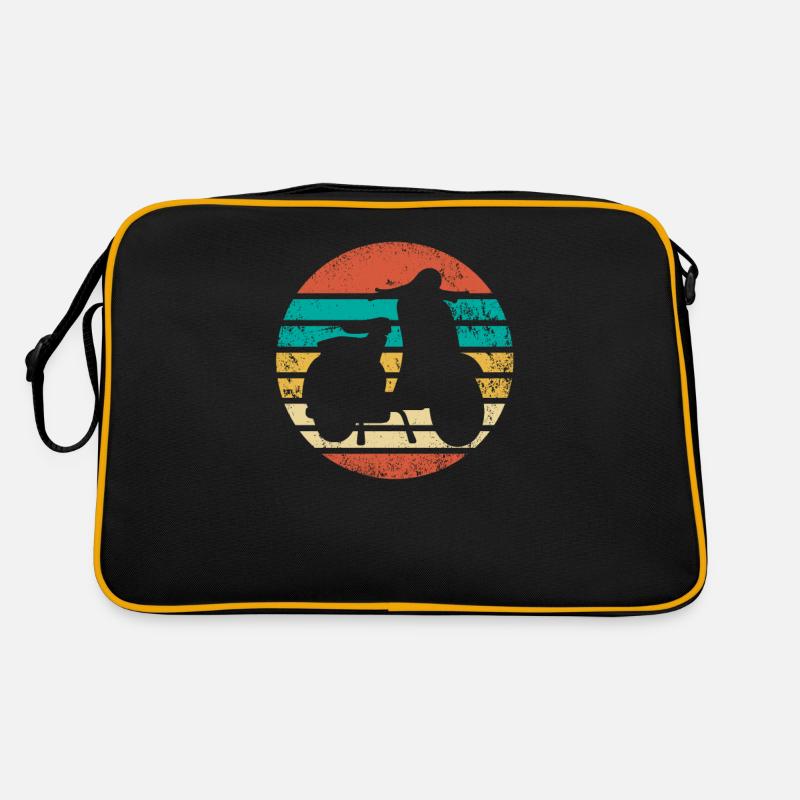 Retro Motorroller Mofa Moped Vintage Roller - Retro Tasche - Schwarz/Gold
