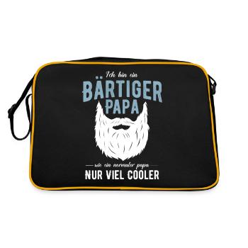 Ich bin ein bärtiger cooler Papa Bärtiger Papa Vat - Retro Tasche - Schwarz/Gold - Hinten