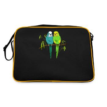Budgerigar I Parakeet Bird Budgie Motif for - Retro Bag - black/gold - Back
