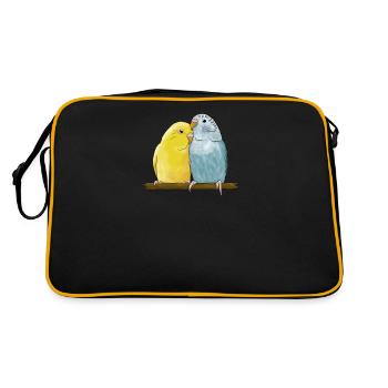 Budgerigar I Parakeet Bird Budgie Motif for - Retro Bag - black/gold - Back