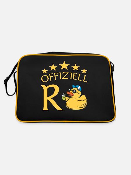 Rentner Rente Spruch Ruhestand Geschenkidee - Retro Tasche - Schwarz/Gold - Hinten