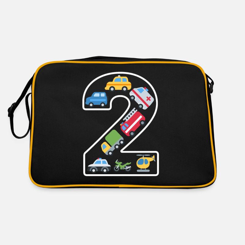 2 Jahre 2. Geburtstag Kindergeburtstag - Retro Tasche - Schwarz/Gold
