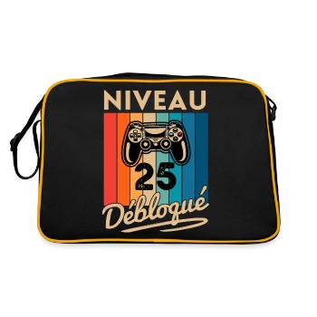Cadeau Homme 25 ans Anniversaire Gamer Niveau 25 - Sac Retro - noir/or - Dos