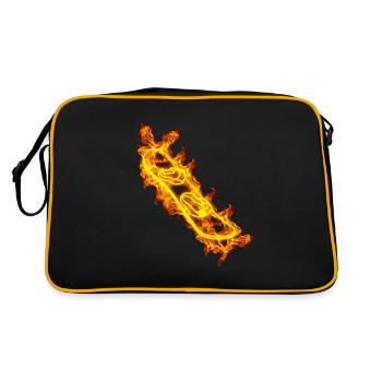 Feuer Snowboard Snowboarder - Retro Tasche - Schwarz/Gold - Hinten