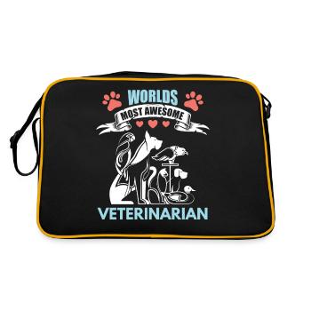 Welt Bester Tierarzt Tierdoctor - Retro Tasche - Schwarz/Gold - Hinten