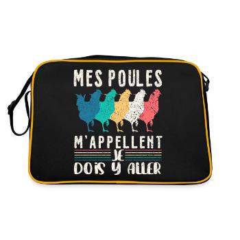 Papys Poules Humour Mamans Poules - Sac Retro - noir/or - Dos