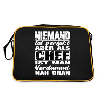 Chef Chef Sprüche Handwerk Baustelle - Retro Tasche - Schwarz/Gold - Hinten