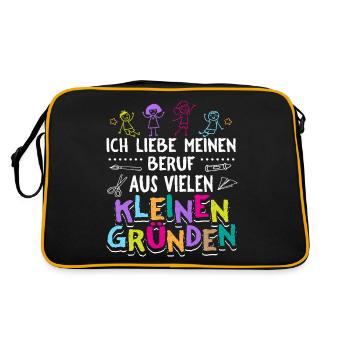 Erzieherin Erzieher Kindergarten Kindergärtnerin - Retro Tasche - Schwarz/Gold - Hinten