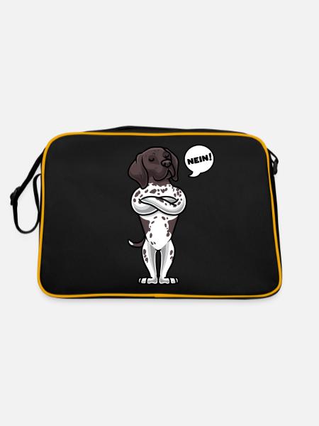 Sturer Deutsch Kurzhaar Hund - Retro Tasche - Schwarz/Gold - Hinten
