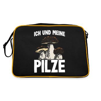 Ich und meine Pilze - Retro Tasche - Schwarz/Gold - Hinten
