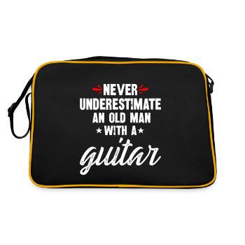 never underestimate an old man with a guitar - Retro Tasche - Schwarz/Gold - Hinten