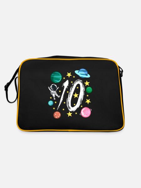 10th Birthday Spaceman 10 Years Old Astronaut Gift - Retro Bag - black/gold - Back