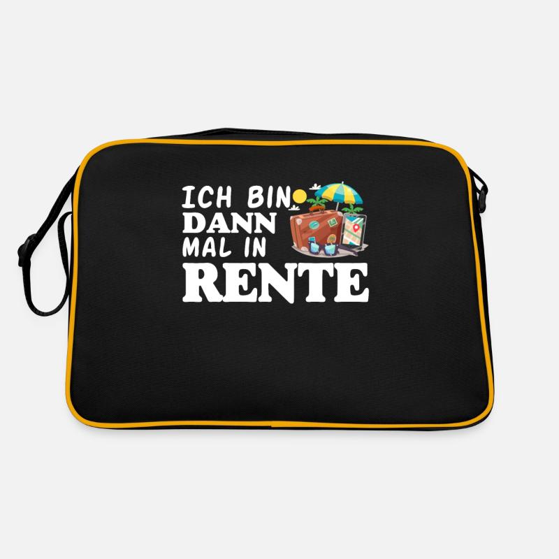 Rentner Geschenk-Idee Spruch Urlaub Ruhestand - Retro Tasche - Schwarz/Gold