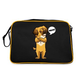 Sturer Tibet Spaniel Hund lustig Hundefan - Retro Tasche - Schwarz/Gold - Hinten