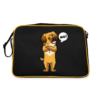 Sturer Tibet Spaniel Hund Tibetan Spaniel - Retro Tasche - Schwarz/Gold - Hinten