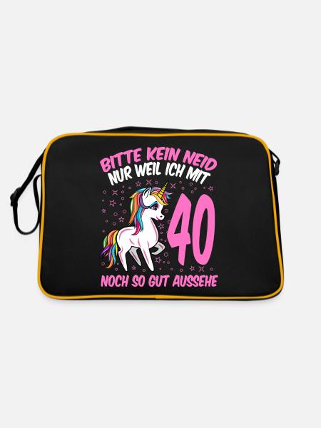40. Geburtstag Geschenk Einhorn Frauen lustig - Retro Tasche - Schwarz/Gold