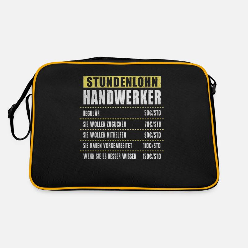 Stundenlohn Handwerker - Retro Tasche - Schwarz/Gold