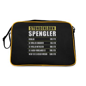 Stundenlohn Spengler - Retro Tasche - Schwarz/Gold - Hinten