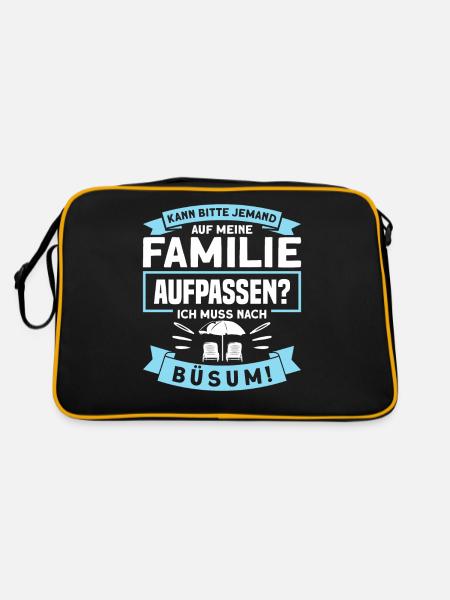 Büsum Nordsee Norddeutschland Geschenk - Retro Tasche - Schwarz/Gold