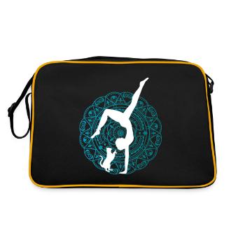 Dames yoga tenue avec chat Pilates Qi Gong - Sac Retro - noir/or - Dos
