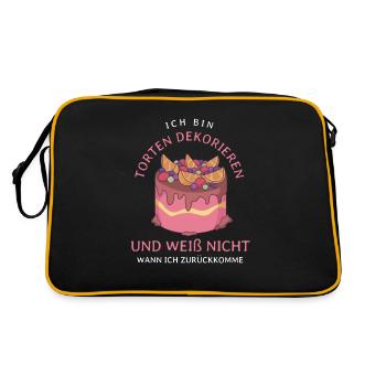 Torten Dekoration lustig Ich bin Torten - Retro Tasche - Schwarz/Gold - Hinten