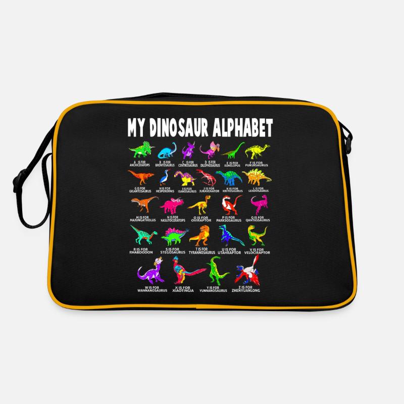 Mein Dinosaurier Alphabet Dino A-Z ABC T-Rex - Retro Tasche - Schwarz/Gold