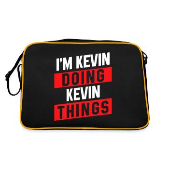 I'm Kevin Doing Kevin Things - Lustiger Vorname - Retro Tasche - Schwarz/Gold - Hinten