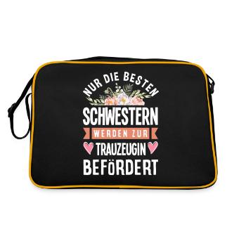 Nur Die Besten Schwestern Werden Zur Trauzeugin - Retro Tasche - Schwarz/Gold - Hinten