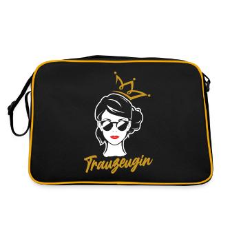 Ich Bin Trauzeugin Lustiges Trauzeugin Geschenk - Retro Tasche - Schwarz/Gold - Hinten