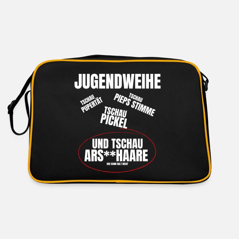 Jugendweihe 2021 | Lustiges Jugendweihe Geschenk - Retro Tasche - Schwarz/Gold