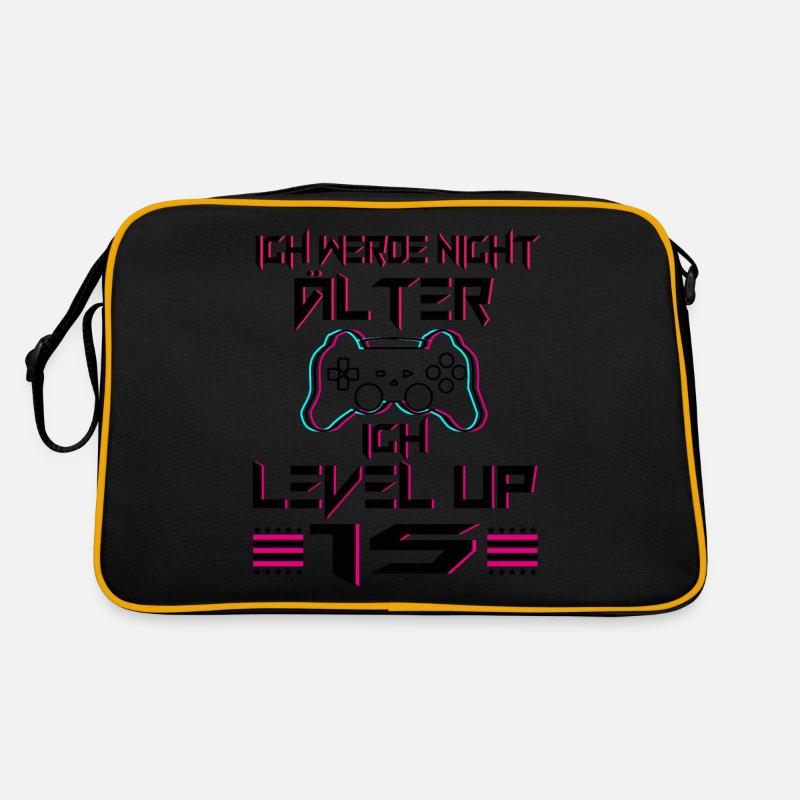 15 Geburtstag Geschenk Level 15 Complete 15 Jahre - Retro Tasche - Schwarz/Gold